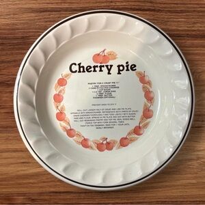 Cherry Pie Ceramic Pie Plate with Recipe